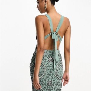 ASOS Design embellished plunge midi dress